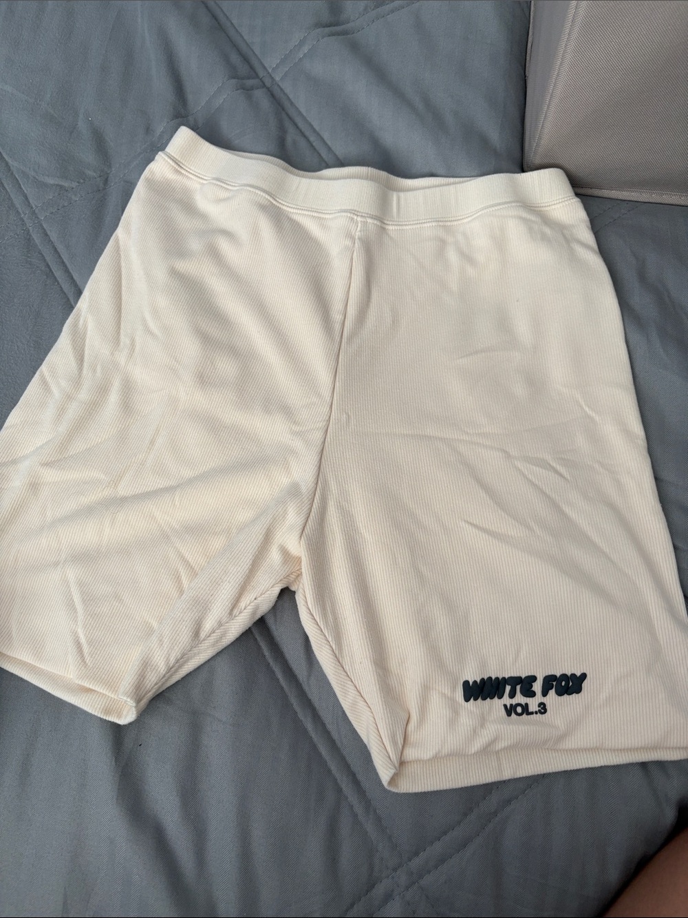 White Fox Boutique Cream Ribbed Men’s Athletic Shorts